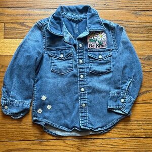 GAP Kids Blue Denim Jacket with Floral Details